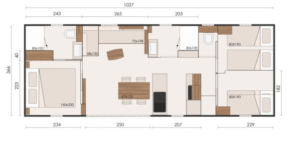 Mobil-home Trigano - 3 chambres 2 salles d'eau - Sunaë 40.3 - 2027